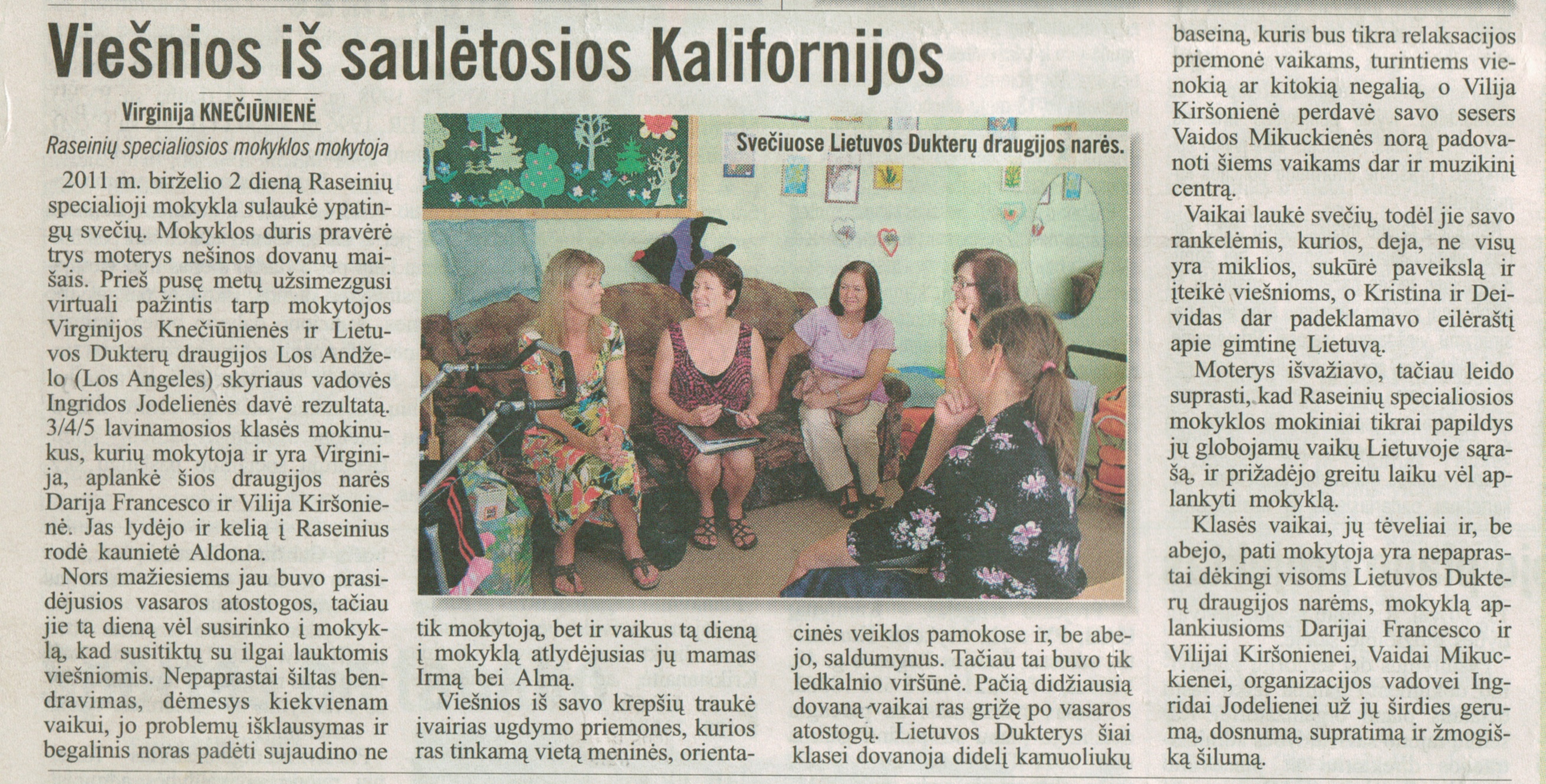 Daughters’ June 2011 visit published in local Lithuanian newspaper