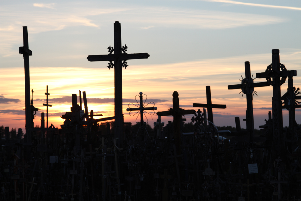 Hill of Crosses at Sunset